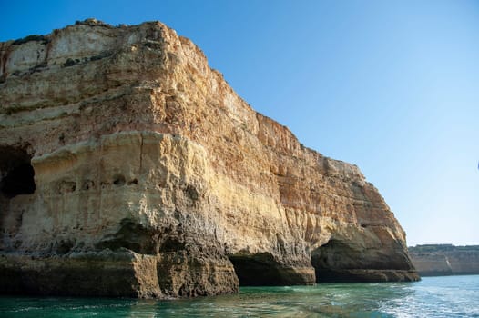 Rock formations on the Algarve coast in Portugal