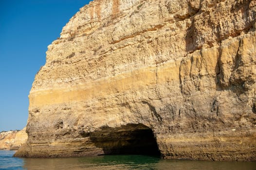 Rock formations on the Algarve coast in Portugal