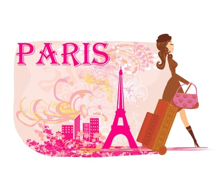 beautiful elegant girl traveler in Paris