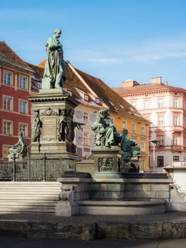 Statue of Archduke Johann and Town Hall, Graz, Austria