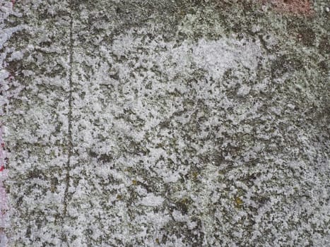 Concrete texture. Concrete wall with white paint. A casually painted wall. Translucent gray plaster through the applied oil paint. Grunge background with blank space. Copy space. Popcorn - plaster.
