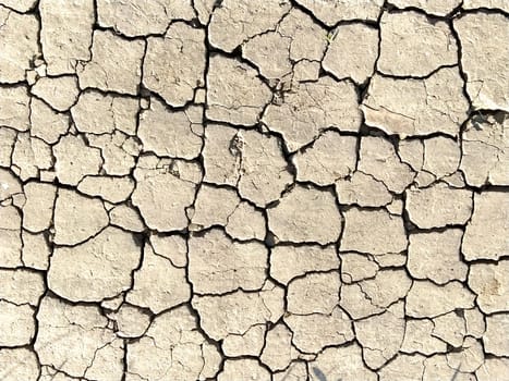 Desert texture. Dry cracked earth and sand. Deep cracks pierce the soil. Natural background.