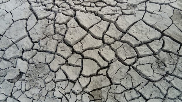 cracked clay soil due to drought and waste of river water