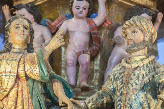 Fuente del Arco - Spain - Nov 1st, 2022: Depicting of King Jayon Legend. Our Lady of Ara, Fuente del Arco, Badajoz, Spain