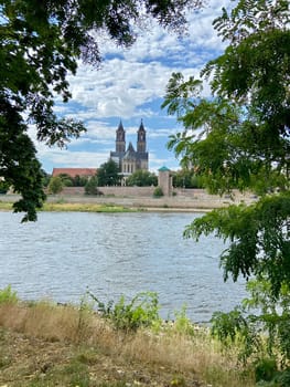 Magdeburg Cathedral behind the River