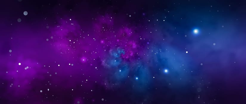 Deep outer space background with stars and nebula in blue and purple