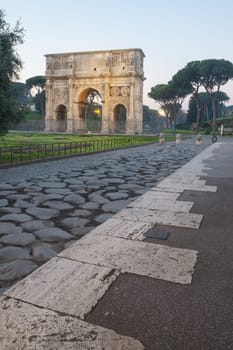 The Arch of Constantine is a triumphal arch in Rome, situated between the Colosseum and the Palatine Hill.