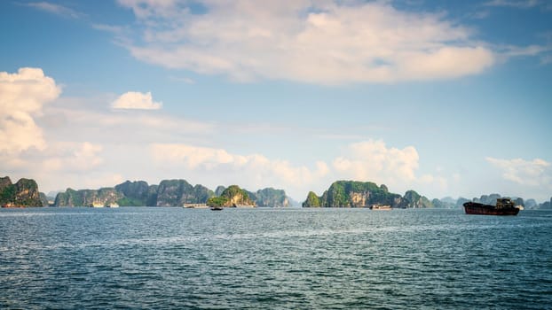 Scenic seascape in Ha Long Bay in Vietnam