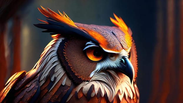 Owl in a zoo, close-up view, 3d render, ai generated
