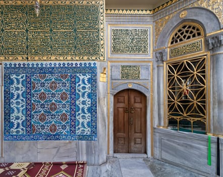 Entrance of the shrine of Hazrat Abu Ayub Ansari, Eyup Sultan Mosque, Istanbul, Turkey