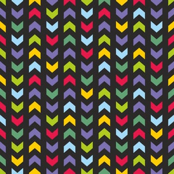 Vector Chevron seamless dark colorful tile pattern, texture or background with zig zag stripes on black background. Desktop wallpaper or website wrapping background