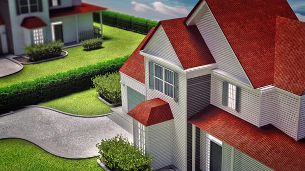 Luxury modern house detail. 3D illustration.