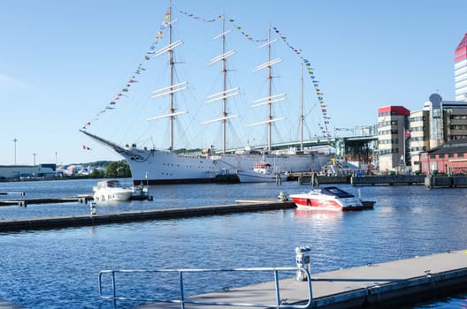 one big sail ship in gothenburg sweden the name is viking