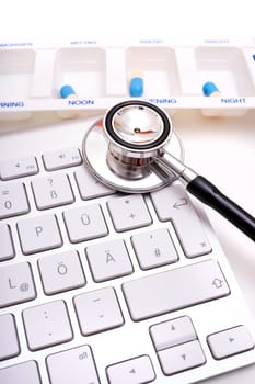 Stethoscope is located on computer keyboard