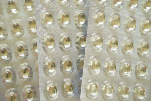 Background from blister packs with gel capsules