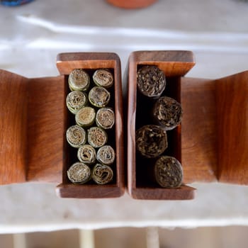 a Tabacco and cigar and cheroot Factory near the Village of Phaung Daw Oo at the Inle Lake in the Shan State in the east of Myanmar in Southeastasia.