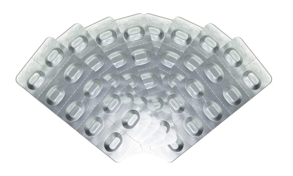 Silver-colored tablets blister fanned and insulated