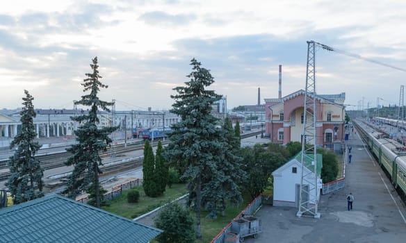 The train station and the building of the railway station in the city of Orel in Russia.