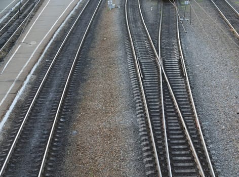 Rail fork in the railway station.