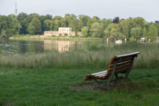 Bench on the shores of Lake Jungfernsee in Potsdam