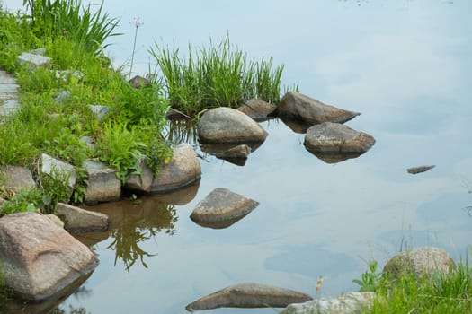 Some field stones in the water of the Havel