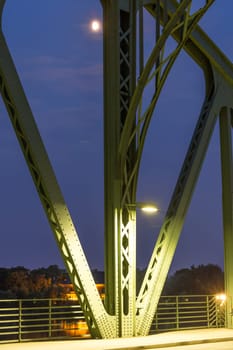 Bridge strut over Glienicker Bridge at full moon