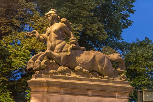 Statue of a horse woman at the Glienicker Bridge in Potsdam