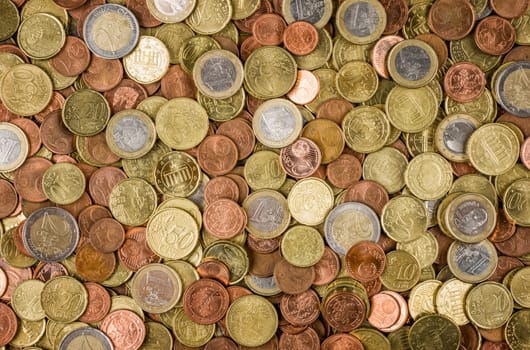 Background with many euro coins