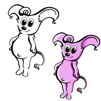 Wonderful unusual character with big ears and tail