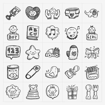 doodle baby icon sets