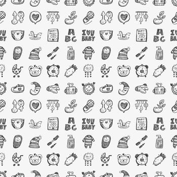 seamless doodle baby pattern