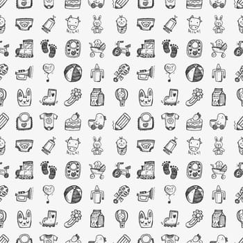 seamless doodle baby pattern