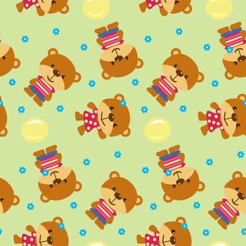 Seamless background with cartoon bears.Vector illustration.