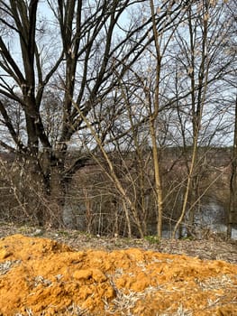 magnificent landscape flooding of the riverbed in early spring in March