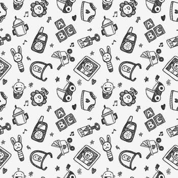seamless doodle baby pattern background