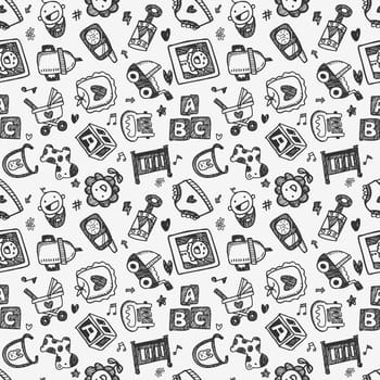 seamless doodle baby pattern background