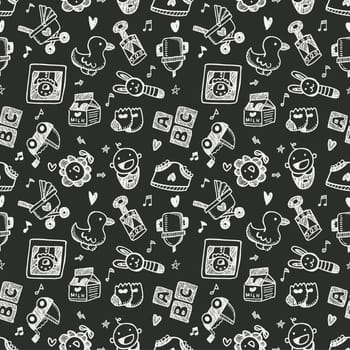 seamless doodle baby pattern background