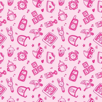 seamless doodle baby pattern background