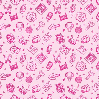 seamless doodle baby pattern background