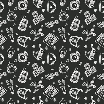 seamless doodle baby pattern background