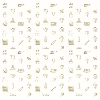 Vintage pattern with children toys on a white background.