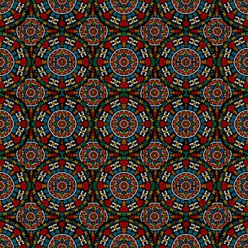 African pattern colorful seamless background. Circular ornament with colored ethnic symbols