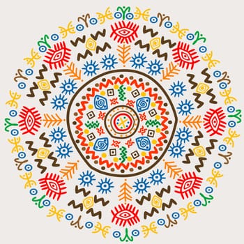 Round color background with traditional symbols