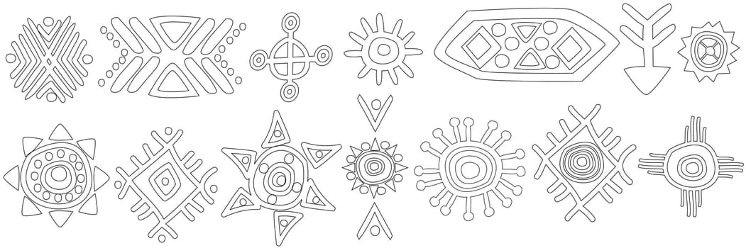 Set of abstract African tribal geometric motifs
