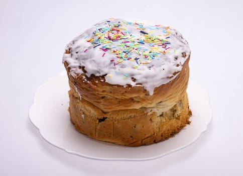 Traditional Ukrainian Easter Cake Kulich or Orthodox Christian Easter Bread.