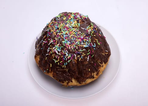 Traditional Ukrainian Easter Cake Kulich or Orthodox Christian Easter Bread.