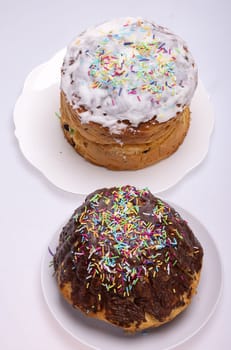 Traditional Ukrainian Easter Cake Kulich or Orthodox Christian Easter Bread.