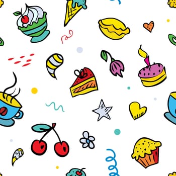 Vector seamless background for children with sweets