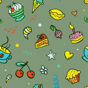 Vector seamless background for children with sweets