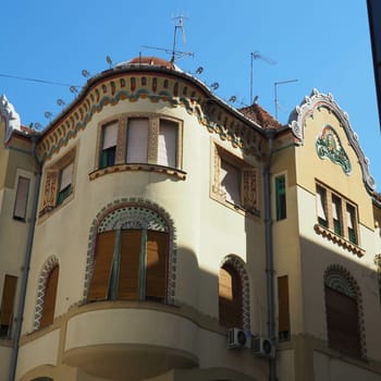Subotica, Serbia, September 12 Subotica architecture, facades of historic buildings and landmarks. Subotica szabadka in Hungarian Art Nouveau style, Vojvodina, the former territory of Austria-Hungary